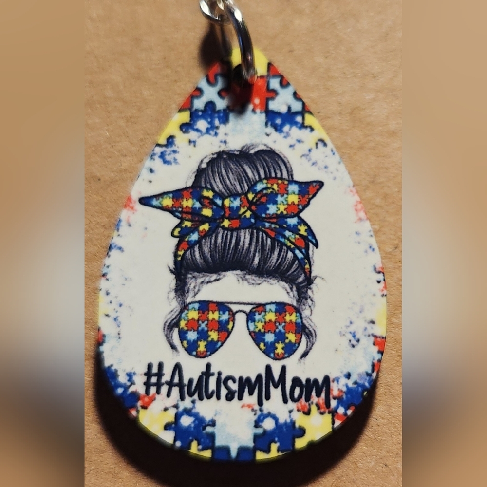 Autism Mom Teardrop Earrings - Picture 3 of 3